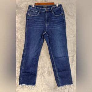 Judy Blue Jeans Womens Cropped Straight 13/31 Denim Blue Mid-Rise Stretch